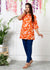 Orange Cotton Blend Floral Print Short Kurta-300005
