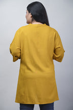Plus Size Mustard Cotton Blend Solid  Short Kurta-562