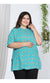 Blue Plus Size Women Cotton Blend Print Short Kurta-300725