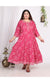 Plus Size Pink Bandhani Print Flared Long Dress -400006