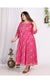 Plus Size Pink Bandhani Print Flared Long Dress -400006