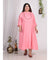 Plus Size Pink Floral Print A line Long Dress-400007