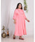 Plus Size Pink Floral Print A line Long Dress-400007