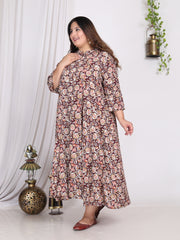 Plus Size Rust Cotton Print A-line Gown