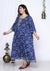 Plus Size Blue Bandhani Print Flared Long Kurta-400005
