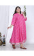 Plus Size Pink Bandhani Print Flared Long Dress -400025