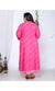Plus Size Pink Bandhani Print Flared Long Dress -400025