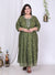 Plus Size Green Bandhani Print Flared Long Kurta-400027