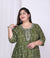 Plus Size Green Bandhani Print Flared Long Kurta-400027