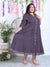 Plus Size Blue Cotton Blend Floral Print A-line Gown-400029
