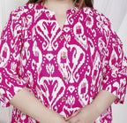 Plus Size Pink Cotton Blend  Printed Aline Kurta-400047