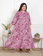 Plus Size Purple Cotton Blend  Print Aline Kurta-400067