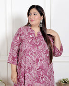 Plus Size Purple Cotton Blend  Print Aline Kurta-400067