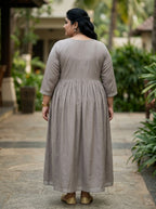 Grey Rayon Embroidered Anarkali Plus Size-400591