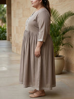 Grey Rayon Embroidered Anarkali Plus Size-400591