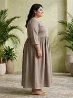 Grey Rayon Embroidered Anarkali Plus Size-400591