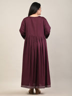 Plus Size Purple Cotton Blend Embroidered Anarkali-610