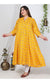 Plus Size Yellow Cotton Blend Floral Print Gown-400727
