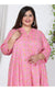 Plus Size Pink Cotton Blend Floarl Print Gown-400729