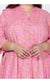 Plus Size Pink Cotton Blend Floarl Print Gown-400729