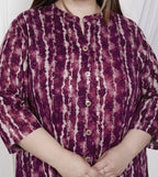 Plus Size Purple Cotton Blend  Goldn Print  Aline Kurta-4100045