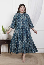 Plus Size B.Green Cotton Blend  Goldn Print  Aline Kurta-4100046