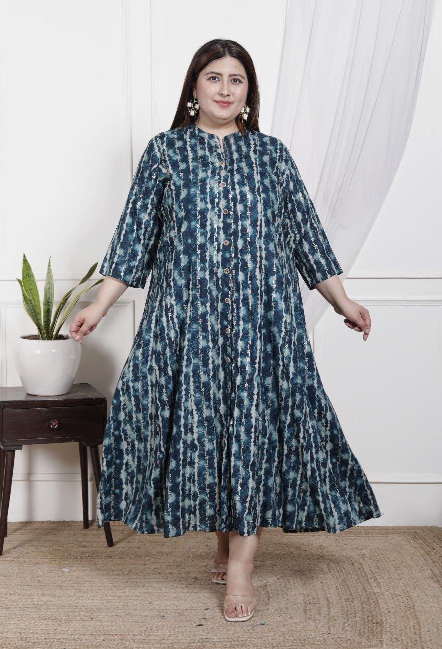 Plus Size B.Green Cotton Blend  Goldn Print  Aline Kurta-4100046 Main image