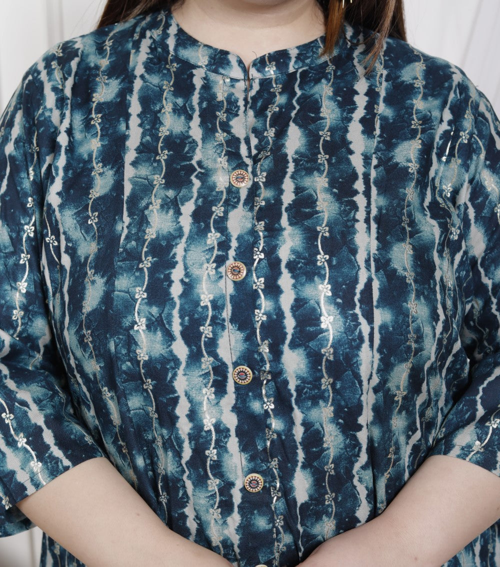 Plus Size B.Green Cotton Blend  Goldn Print  Aline Kurta-4100046