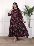 Plus Size Purple Cotton Blend  Goldn Print  Aline Kurta-4100053