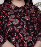 Plus Size Purple Cotton Blend  Goldn Print  Aline Kurta-4100053