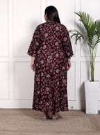 Plus Size Purple Cotton Blend  Goldn Print  Aline Kurta-4100053