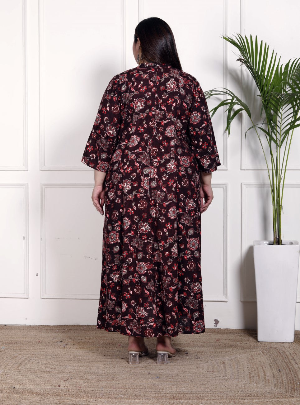 Plus Size Purple Cotton Blend  Goldn Print  Aline Kurta-4100053