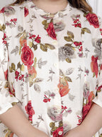 Plus Size Beige Cotton Blend  Goldn Print  Aline Kurta-4100056