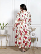 Plus Size Beige Cotton Blend  Goldn Print  Aline Kurta-4100056