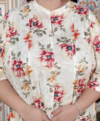 Plus Size Off White Cotton Blend Golden Print Aline Kurta-410073