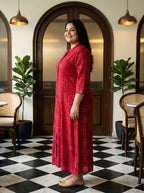 Plus Size Pink Rayon Golden Print Aline Kurta-410090