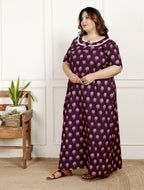 Purple Floral Plus Size Nightgown – Comfortable Sleepwear for Women