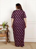 Purple Floral Plus Size Nightgown – Comfortable Sleepwear for Women