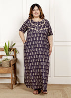 Purple Floral Plus Size Nightgown – Comfortable Sleepwear for Women