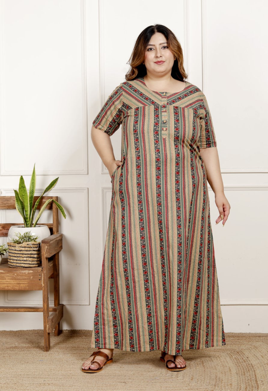 Green Floral Plus Size Nightgown – Comfortable Sleepwear for Women Secondary image