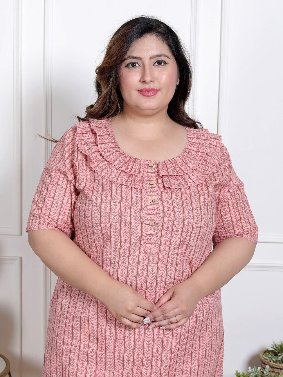 Pink Floral Plus Size Nightgown – Comfortable Sleepwear for Women