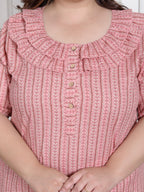 Pink Floral Plus Size Nightgown – Comfortable Sleepwear for Women