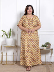 Yellow Floral Plus Size Nightgown – Comfortable Sleepwear for Women