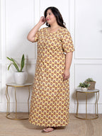 Yellow Floral Plus Size Nightgown – Comfortable Sleepwear for Women