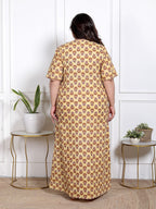 Yellow Floral Plus Size Nightgown – Comfortable Sleepwear for Women
