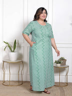 Green Floral Plus Size Nightgown – Comfortable Sleepwear for Women
