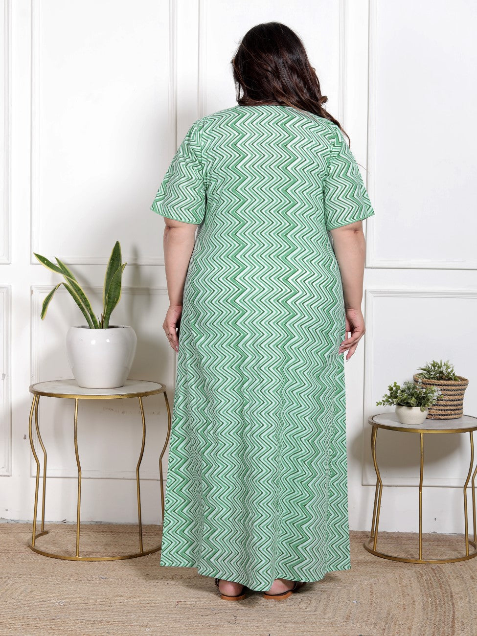 Green Floral Plus Size Nightgown – Comfortable Sleepwear for Women