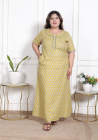 Yellow Floral Plus Size Nightgown – Comfortable Sleepwear for Women