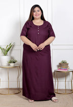 Purple Solid Plus Size Nightgown – Comfortable Sleepwear for Women