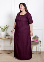 Purple Solid Plus Size Nightgown – Comfortable Sleepwear for Women